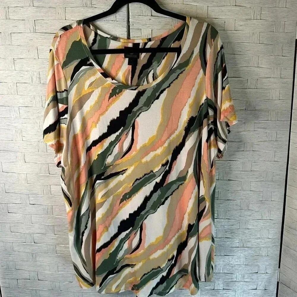 JM Collection Womens Tunic Modern print long business casual‎ plus size